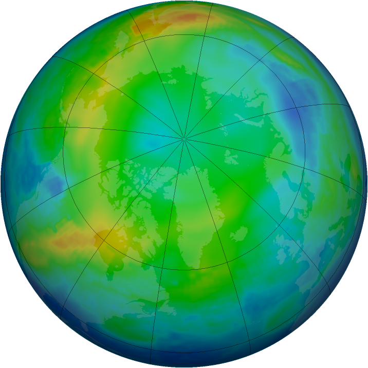 Arctic ozone map for 13 December 1992
